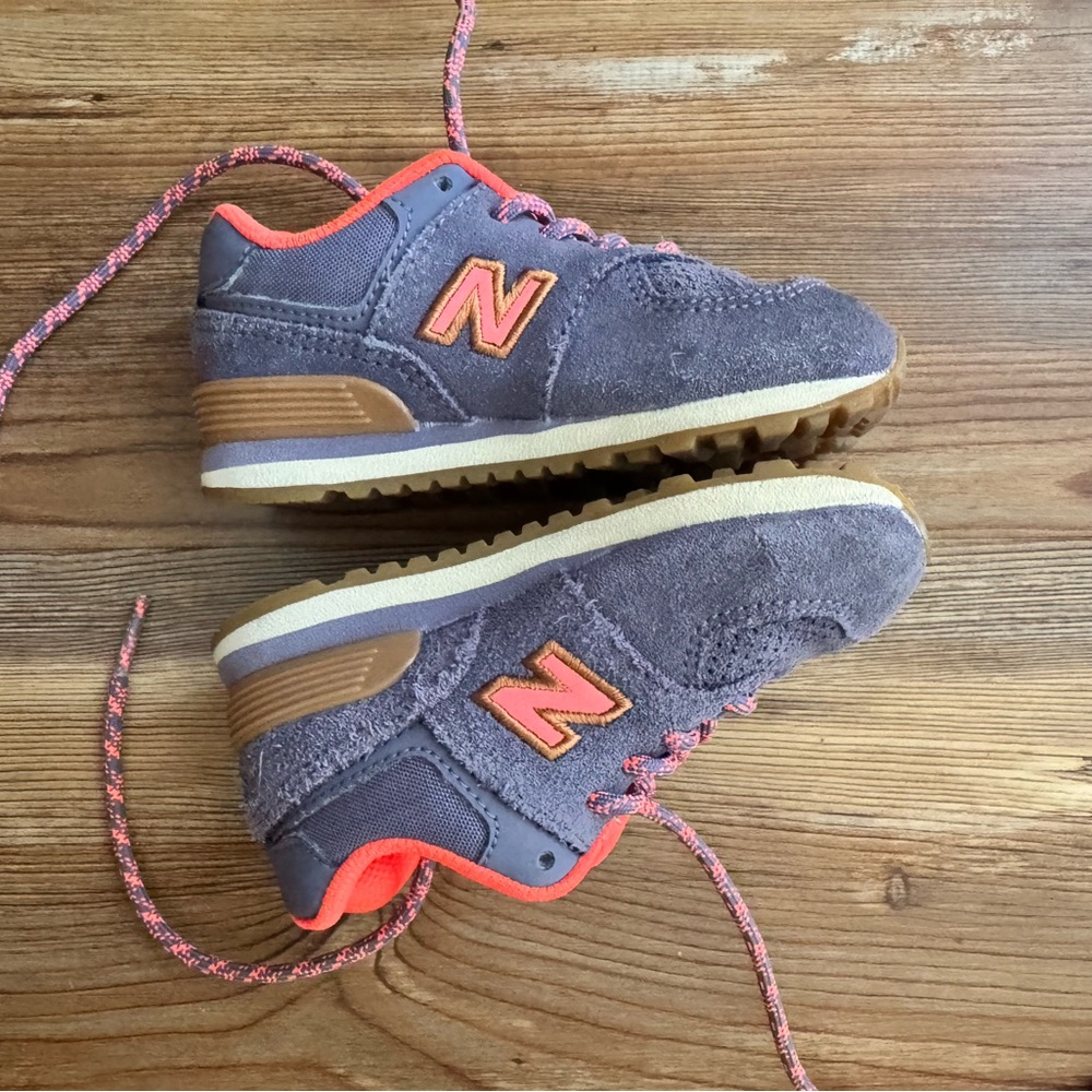 New Balance Kids' Gray and Coral Sneakers